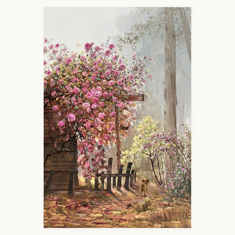 Blush Garden hand-painted textured French-inspired rose oil painting