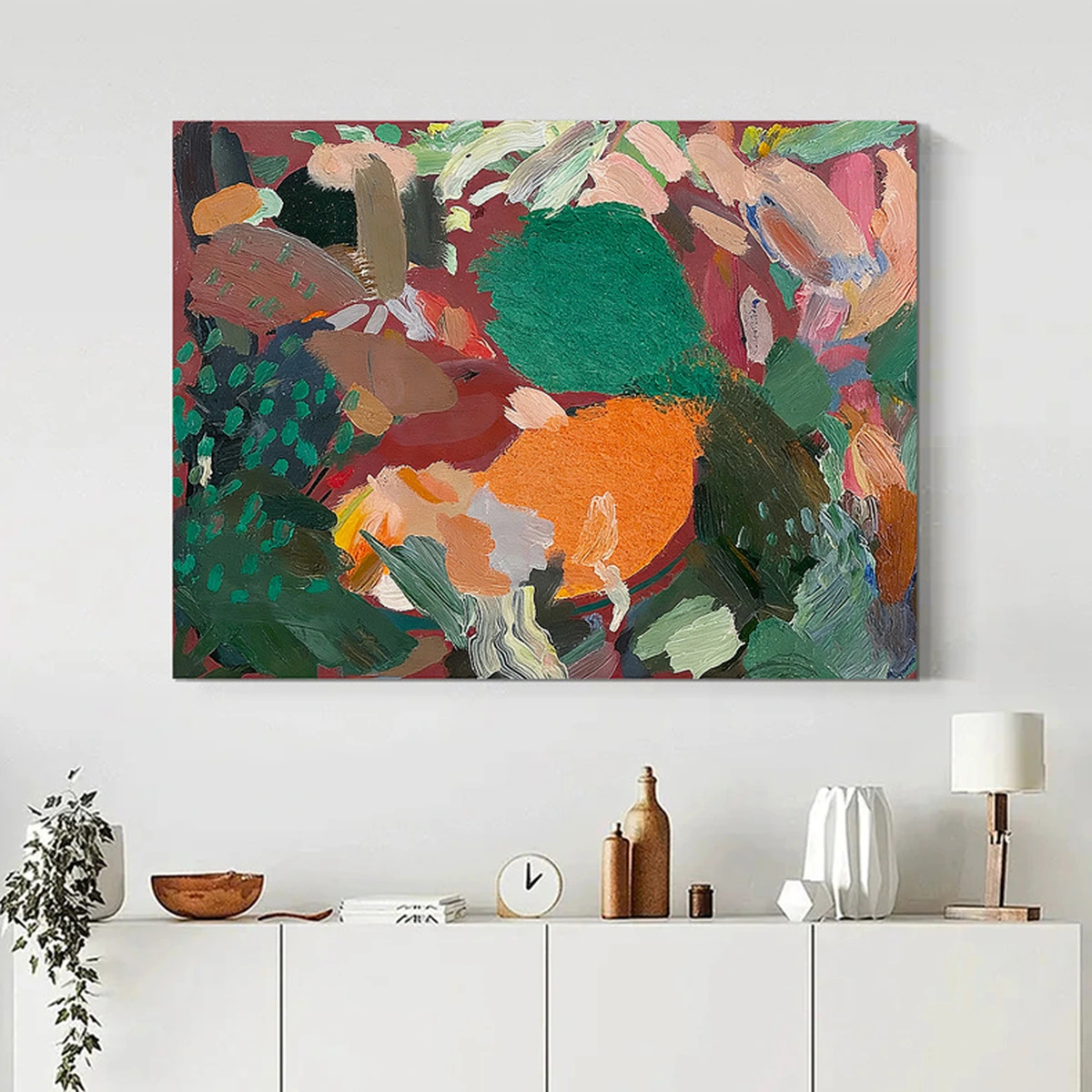 Chromatic Symphony abstract oil painting in a quiet contemporary interior