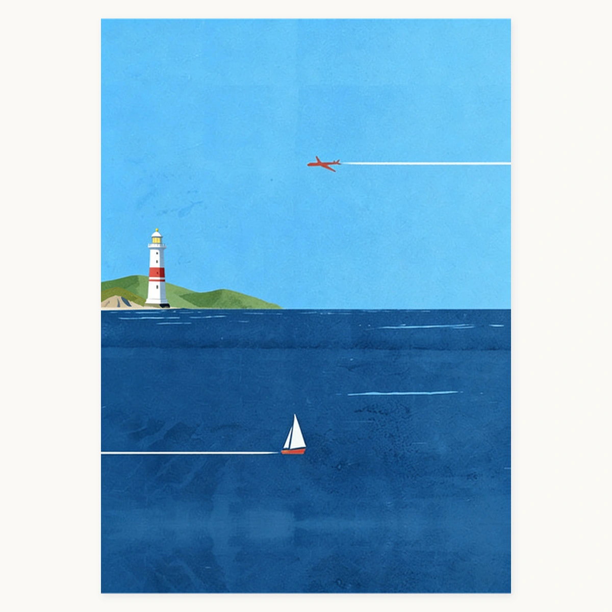 Coastal Stillness hand-painted blue seascape oil painting on canvas