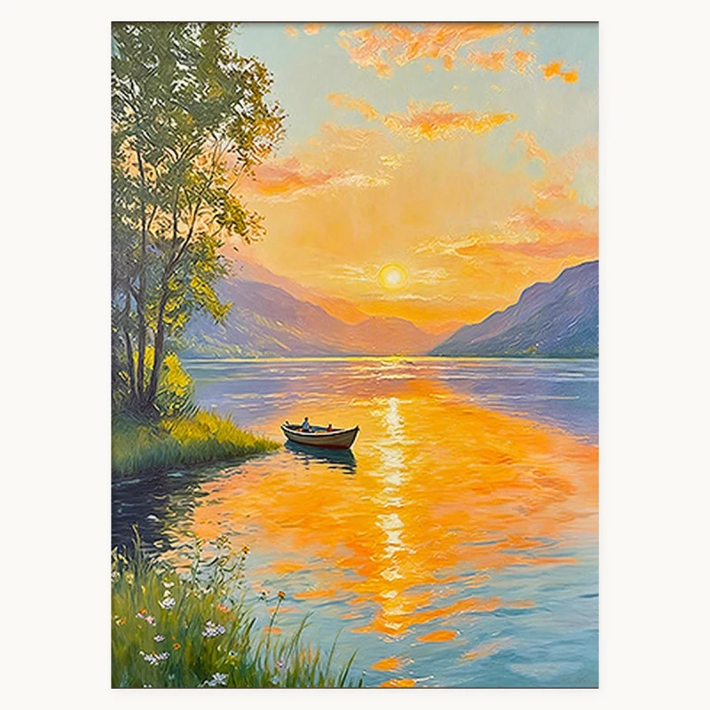 Daybreak Vista hand-painted vintage-inspired landscape oil painting