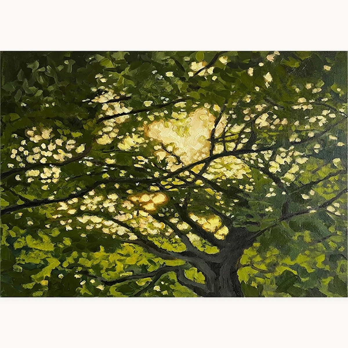 Lush Canopy hand-painted textured green botanical oil painting