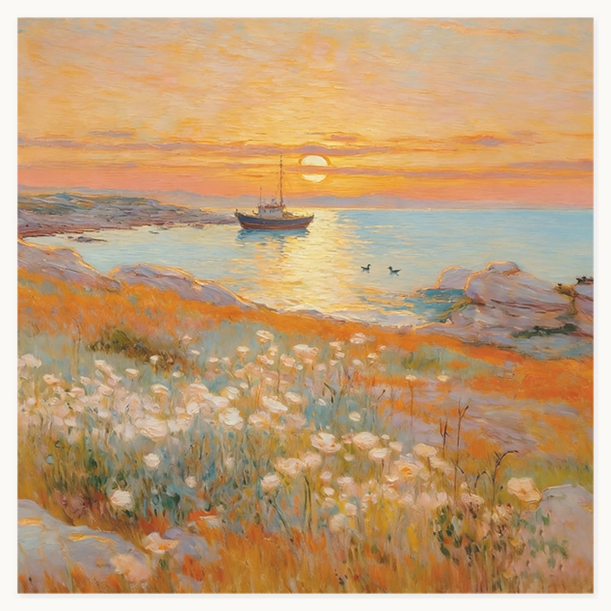 Morning Horizon – Hand-Painted Seascape Oil Painting
