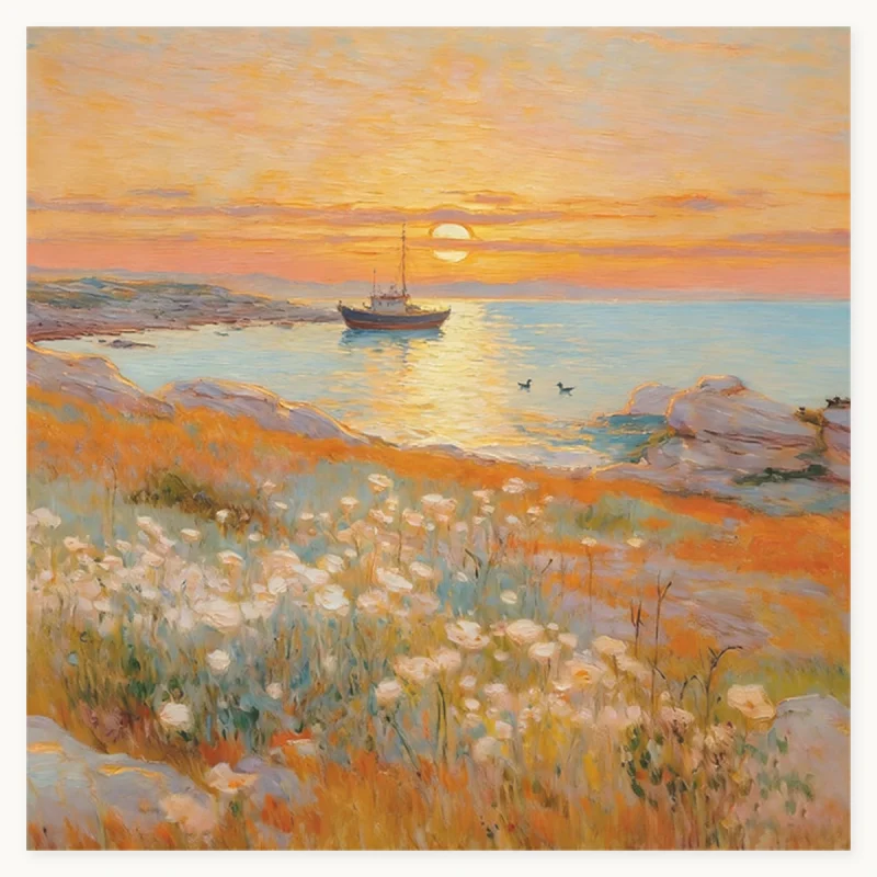 Morning Horizon hand-painted seascape oil painting on canvas