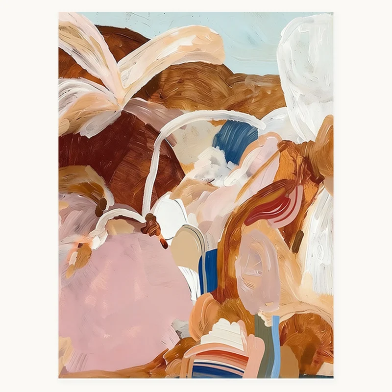 Soft Cadence hand-painted textured cream-tone abstract oil painting