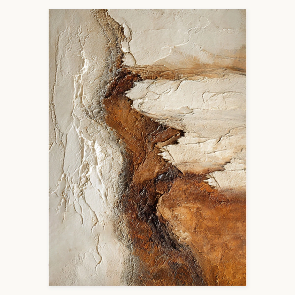 Stone Trace warm neutral textured abstract oil painting on canvas