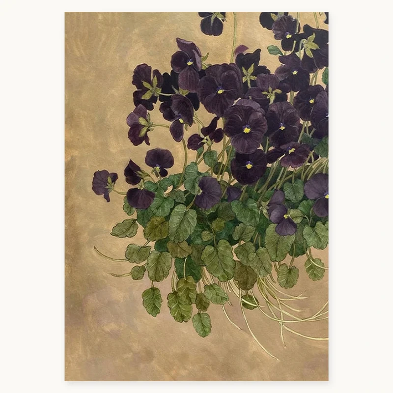 Violet Garden hand-painted vintage floral oil painting on canvas